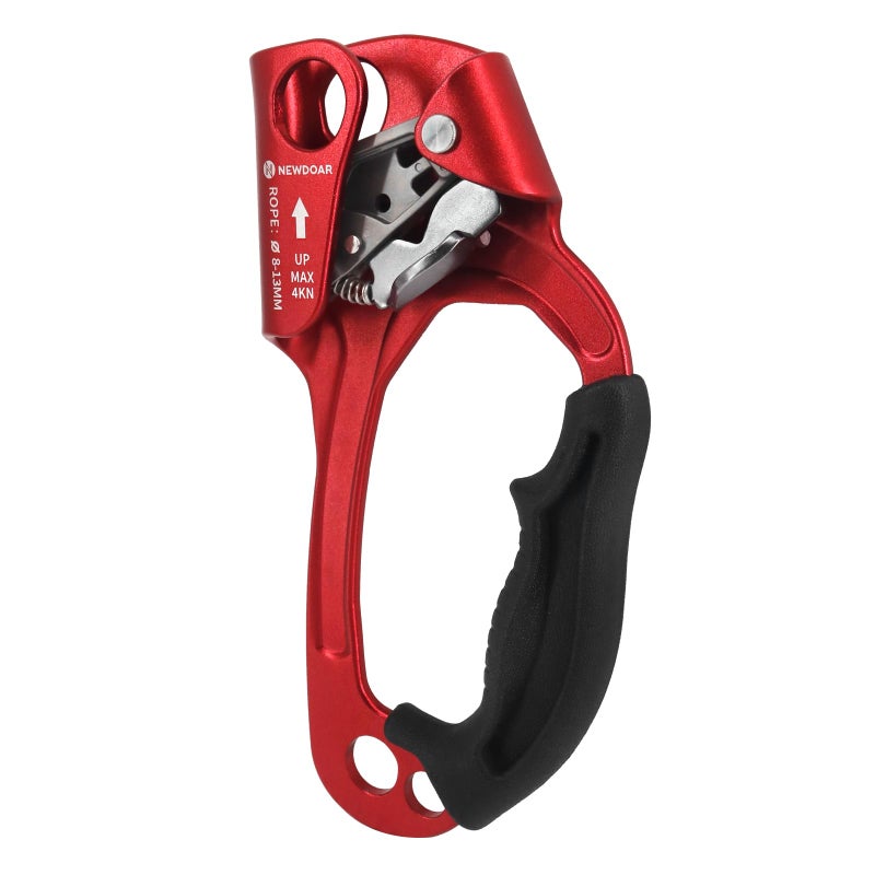 NewDoar UIAA & CE Certified Hand Ascender Rock Climbing Tree Arborist Rappelling Gear Equipment Rope Clamp for 8~12MM Rope(Red) - Image 1